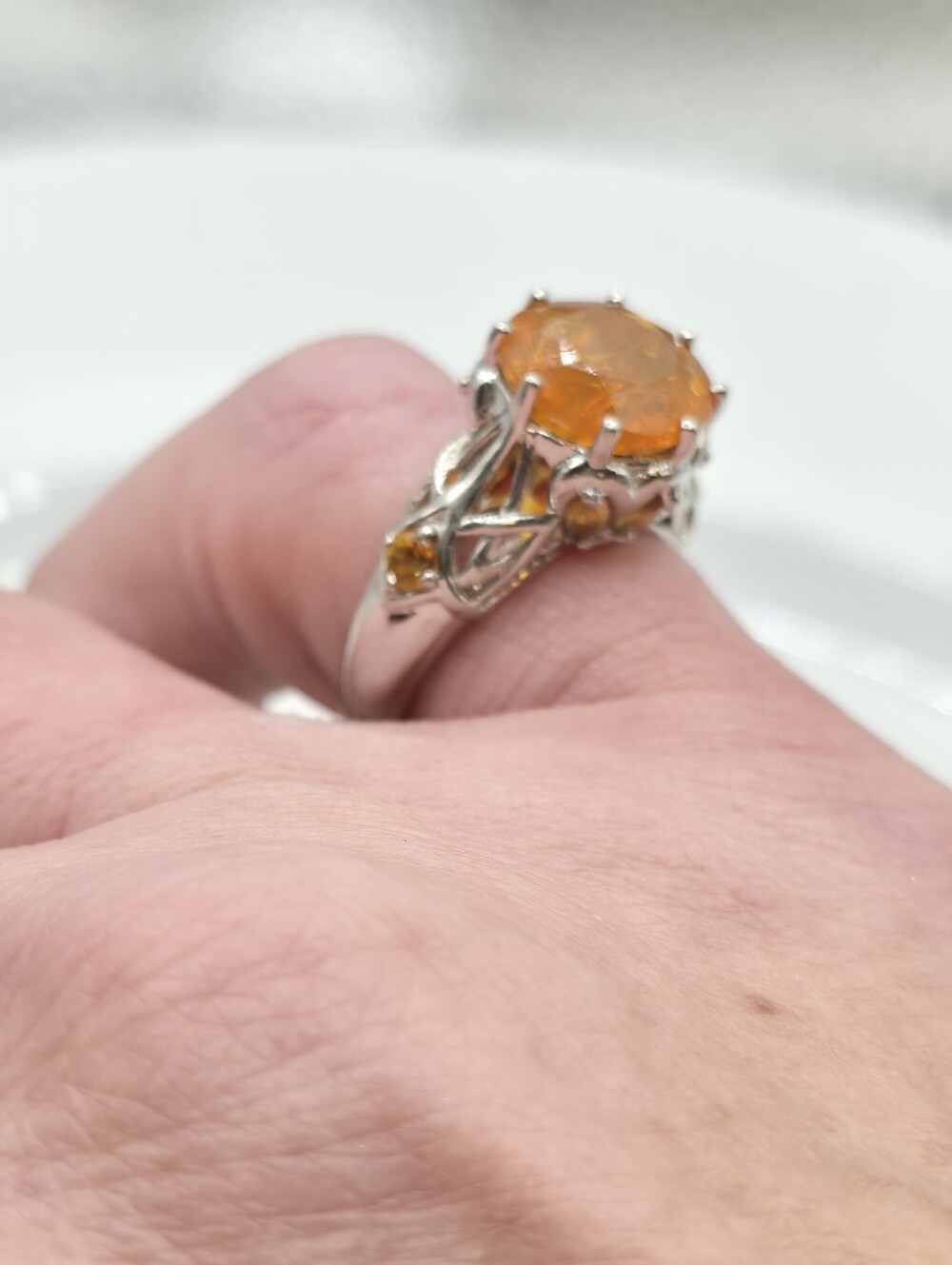 Rare Victoria Wieck Vivid Rutilated Orange Citrine Ring - Picture 8 of 10